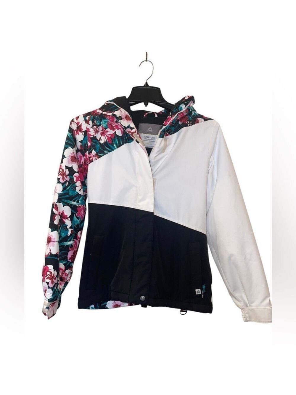 Aperture Pan Face Women’s Floral Ski Snowboard White Hooded Jacket Size: Small